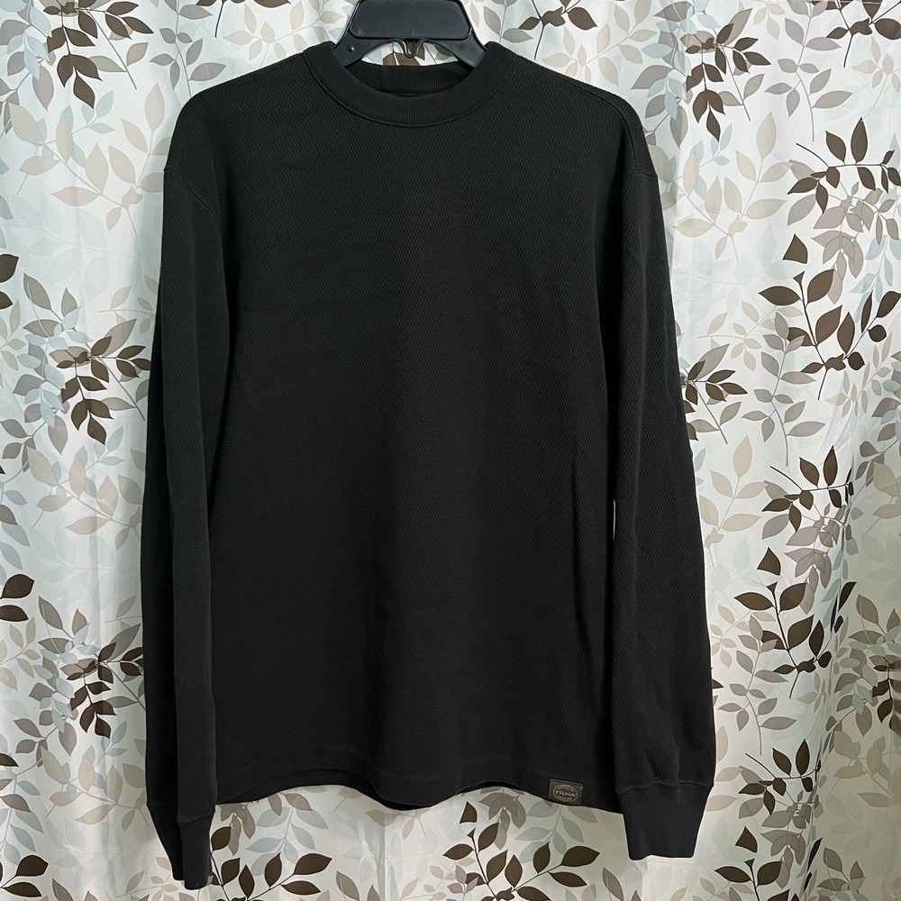 Filson Crewneck Sweater Cotton Knit Black / Navy Men's Medium